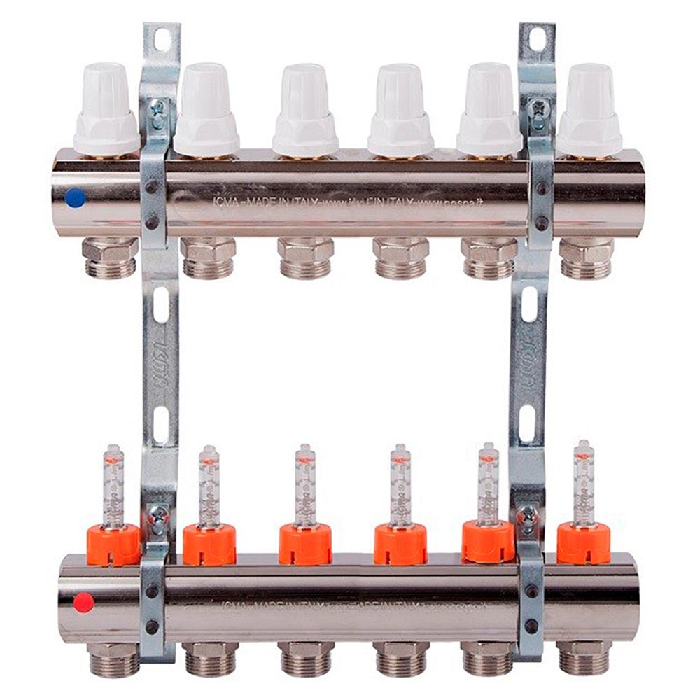 Коллектор с расходомерами 1х6 выходов, ICMA в Калининграде