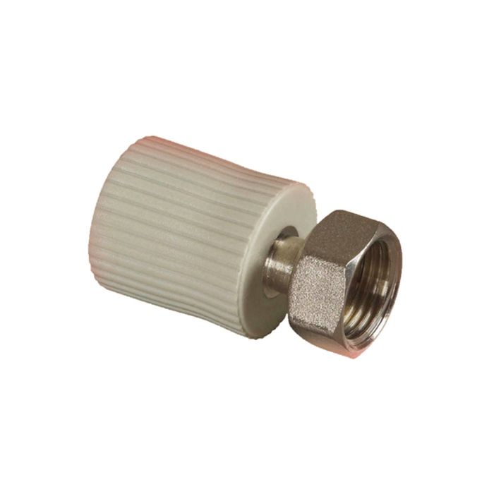 Муфта ППР серая с накидной гайкой 25мм x 3/4 (ВР) (вставка метал) в ...