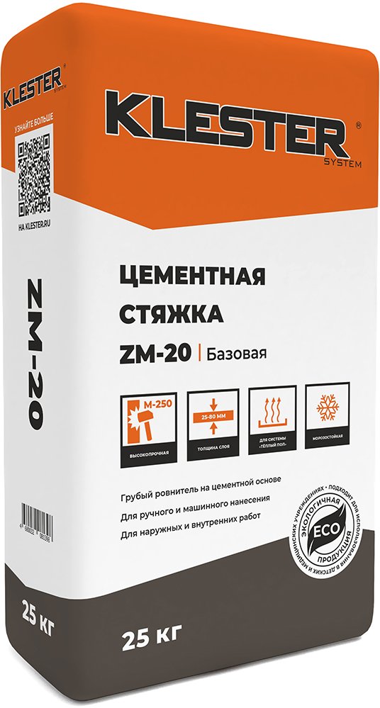 Стяжка для пола цементная KLESTER ZM-20 25кг в Калининграде