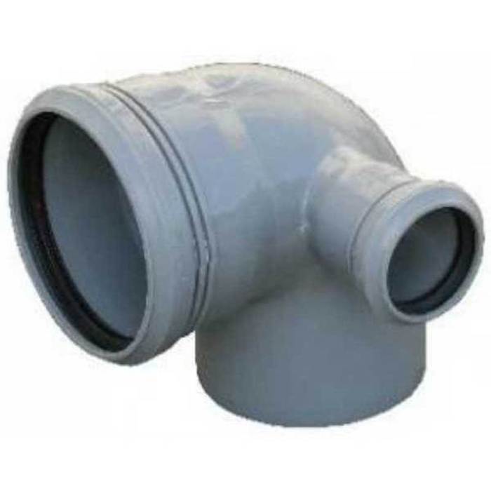 Колено канализационное ПП 110мм/90гр внутреннее с отводом 50мм правое в ...