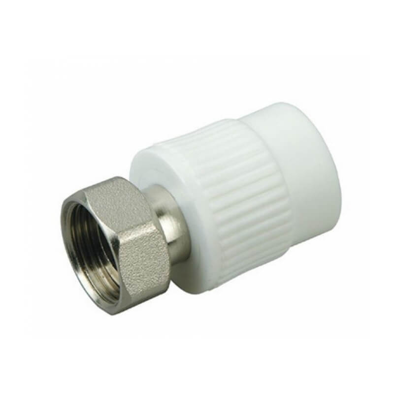 Муфта ППР белая с накидной гайкой 20мм x 3/4 (ВР), Valfex в Калининграде