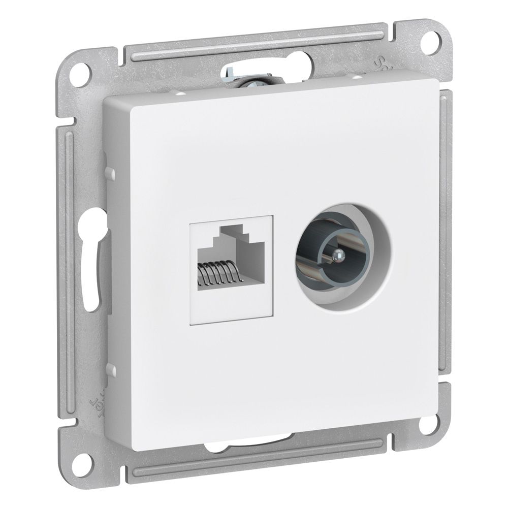 Механизм розетка 1-я TV + компьютерная RJ45 ATLASDESIGN белый SchE ...