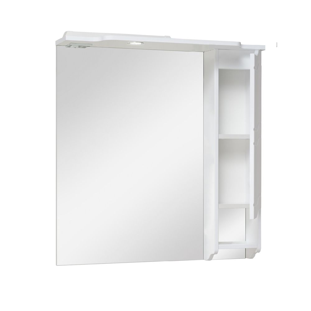 Шкаф-зеркало Стиль 750 мм, с подсветкой, белый Runo в Калининграде