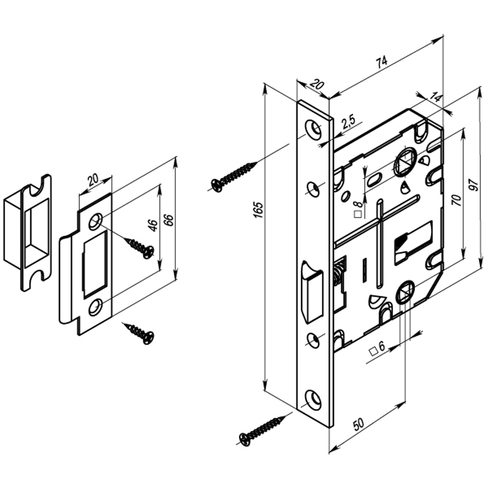 Схема дверного замка с защелкой