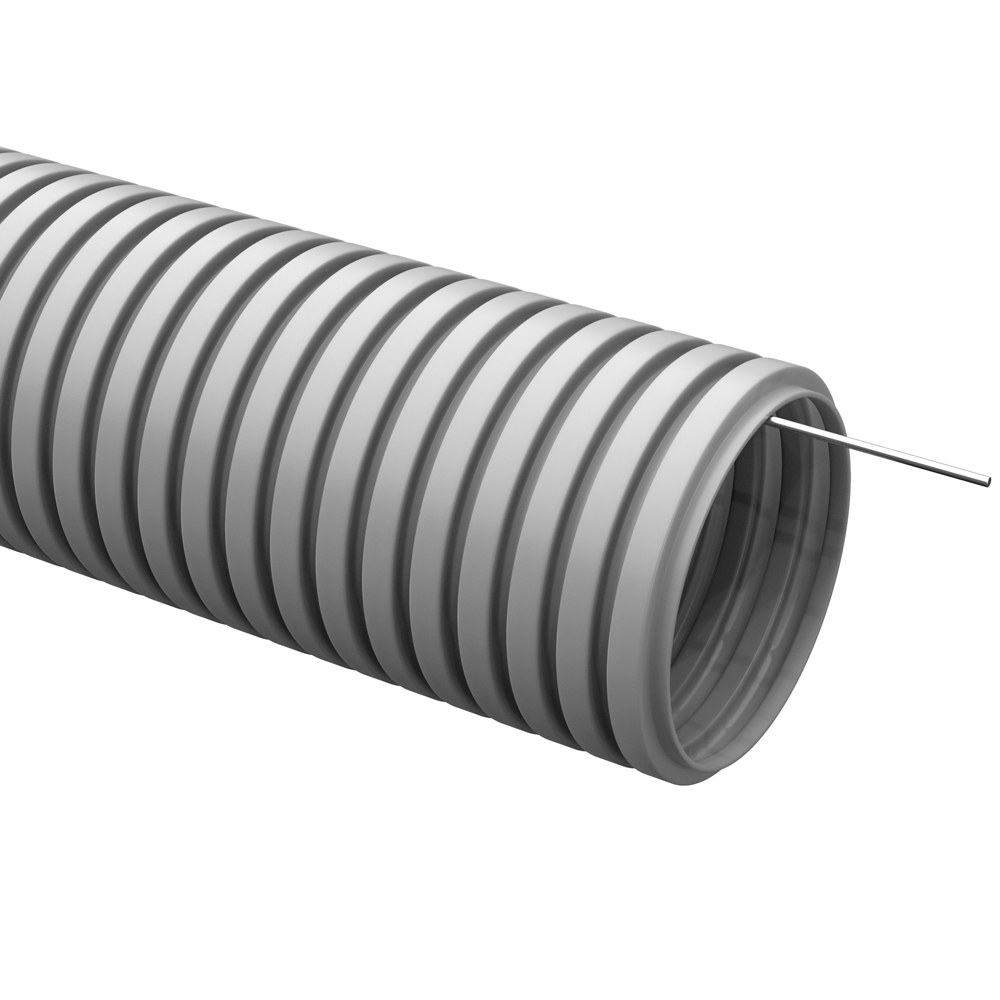 Труба гофрированная ПВХ D 50 мм с зондом серый (15м) ИЭК