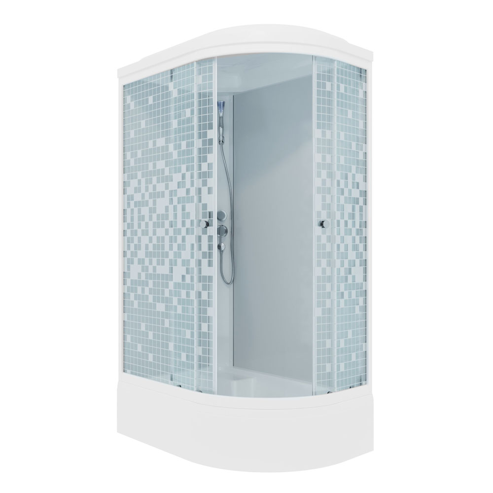 Кабина душевая 120х80х228, средн.поддон, верхний душ, лейка, мозаика ...