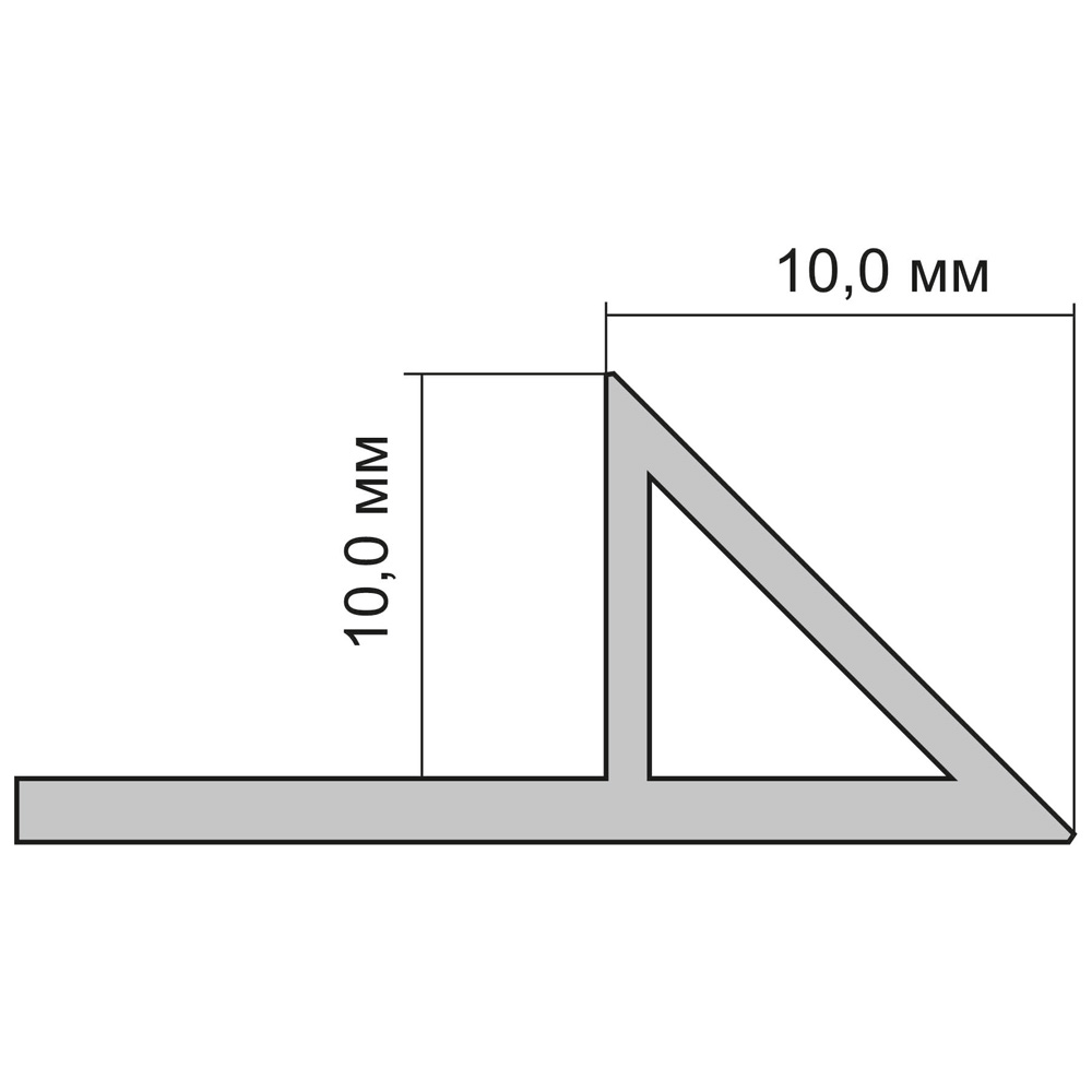Профиль для плитки 45 градусов переходной ПО-05 анод. мат. серебро 2,7 м в  Калининграде